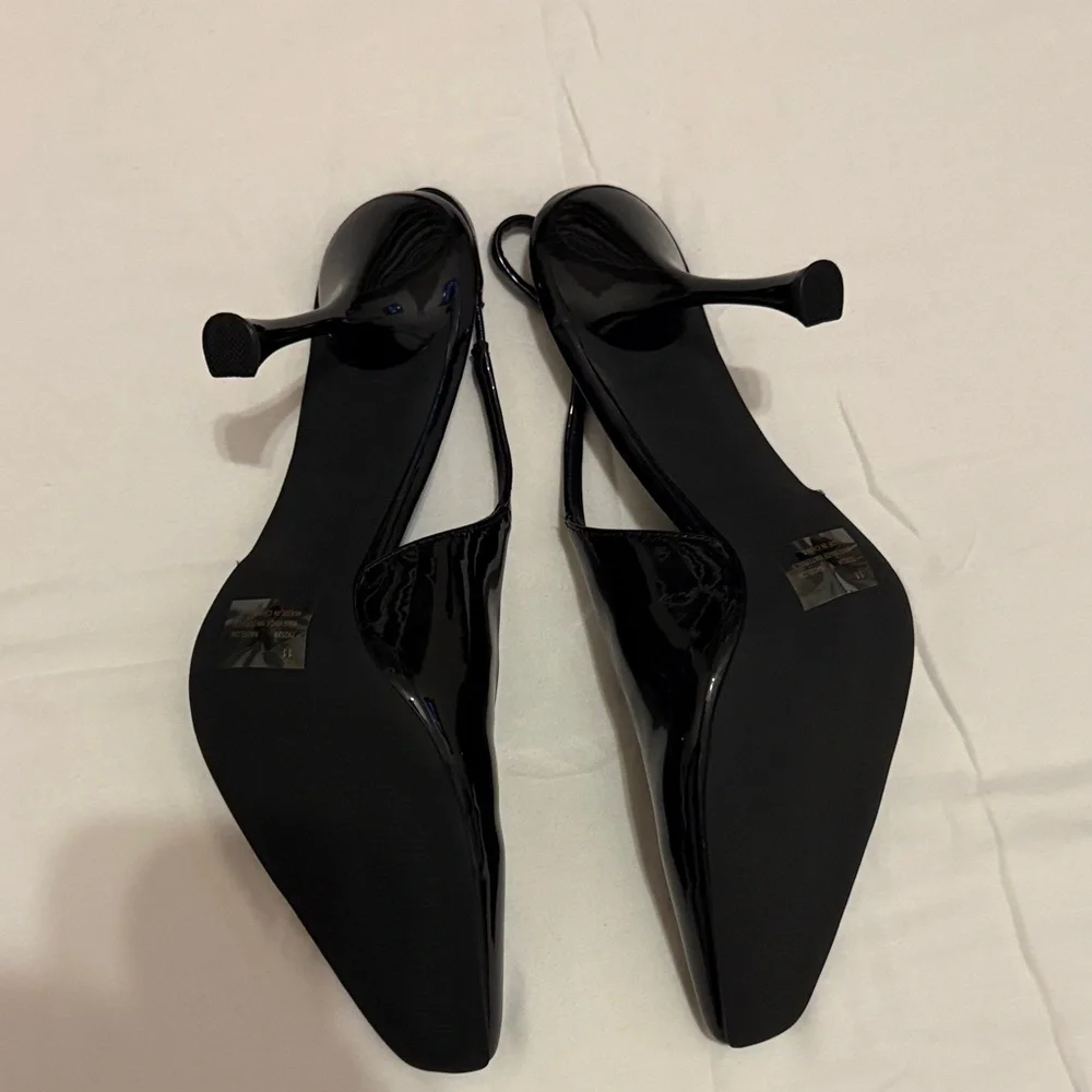Fashion Nova Black Patent Slingback Square-Toe Heels - Picture 3 of 5